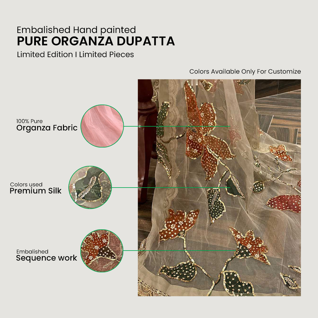Limited Edition Handcrafted Organza Dupatta