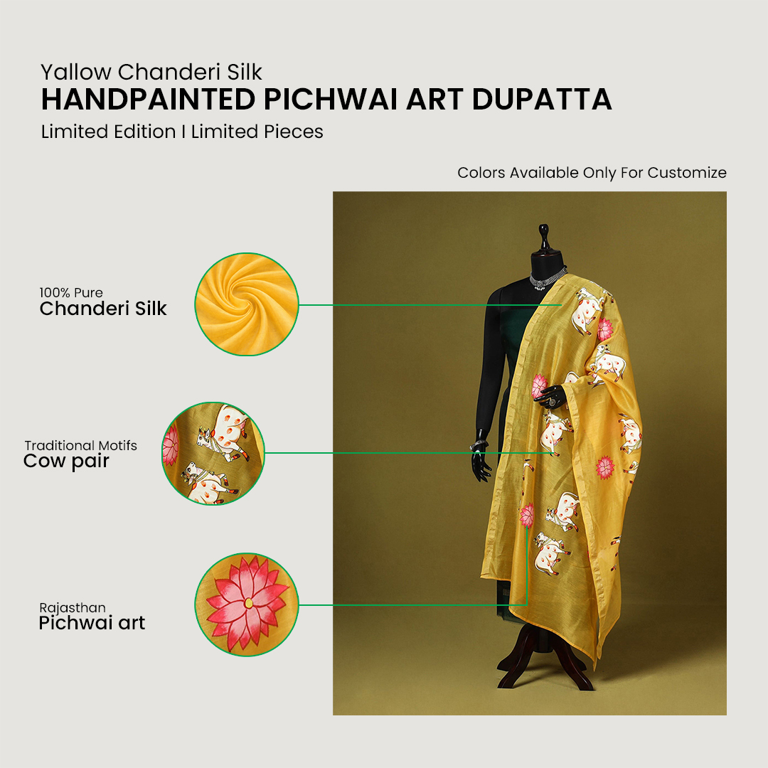 Handpainted Pichwai Chanderi Silk Dupatta