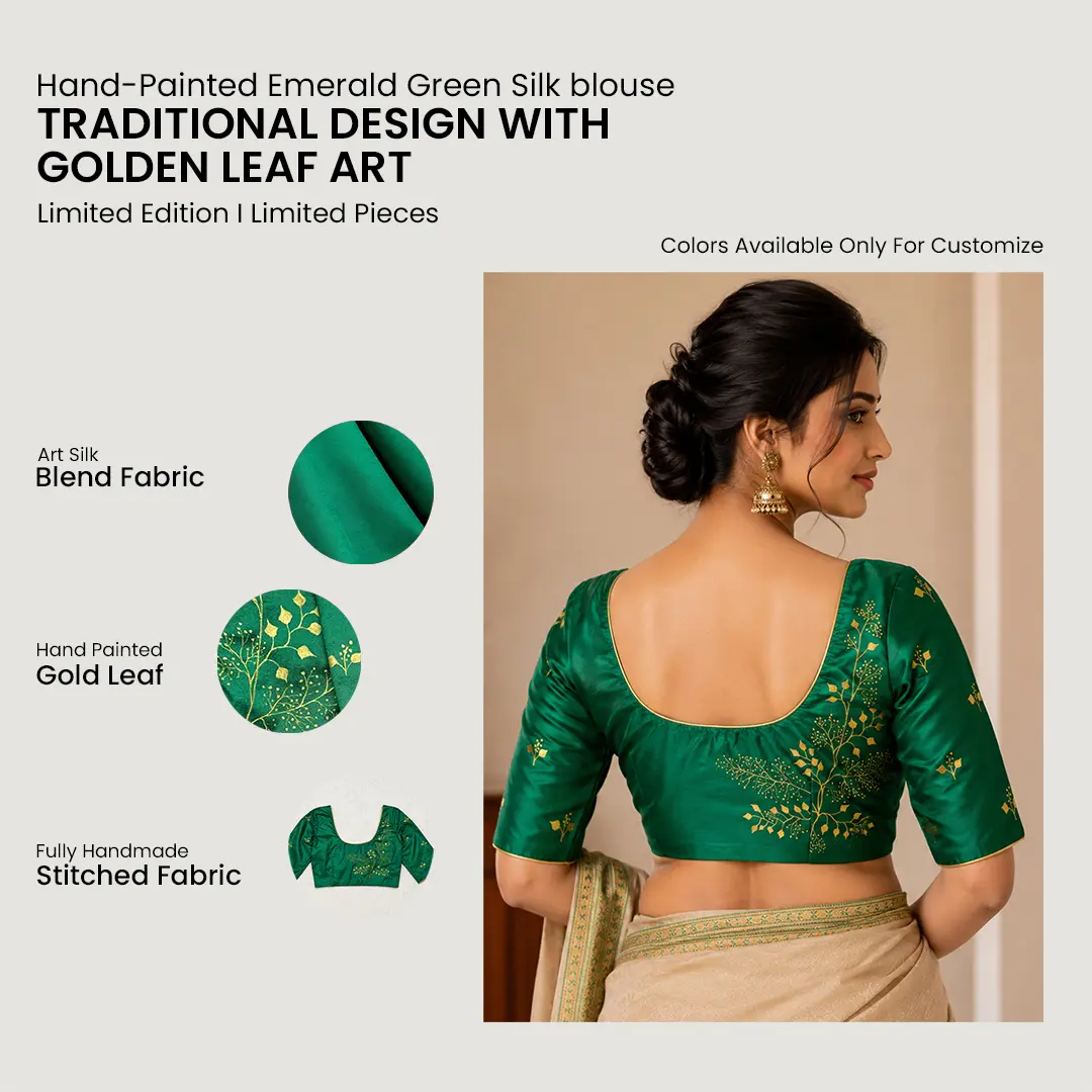 A Golden Tale of Handcrafted Elegance blouse traditional design.