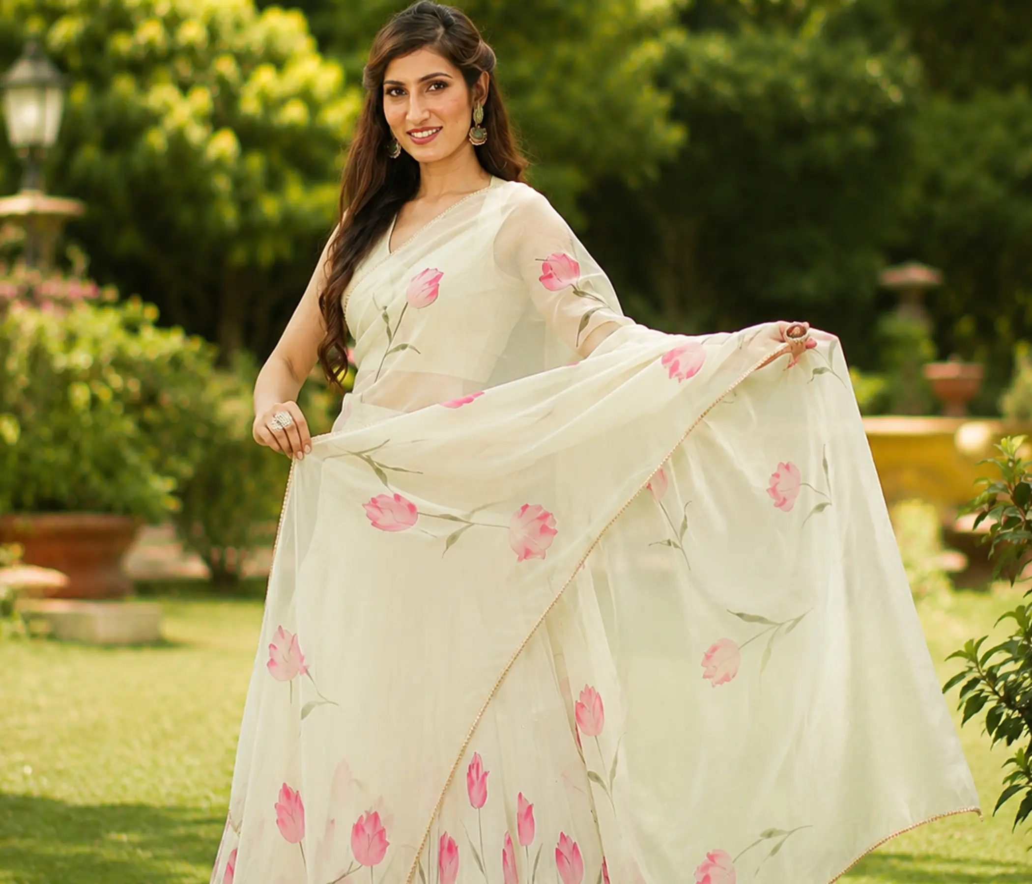 Pastel Green Organza Artisan Lehenga Choli