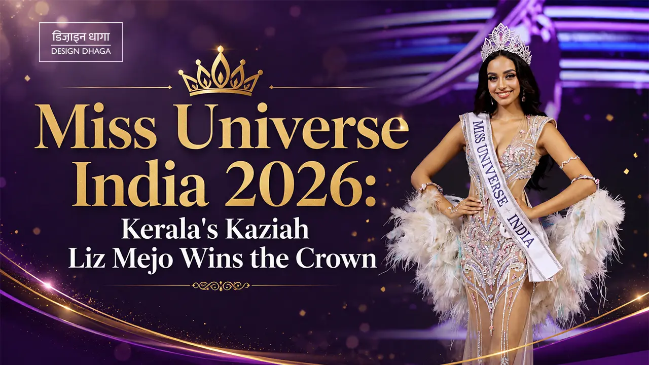 alt="Miss Universe India 2026 winner Kaziah Liz Mejo from Kerala wins the crown - Design Dhaga"