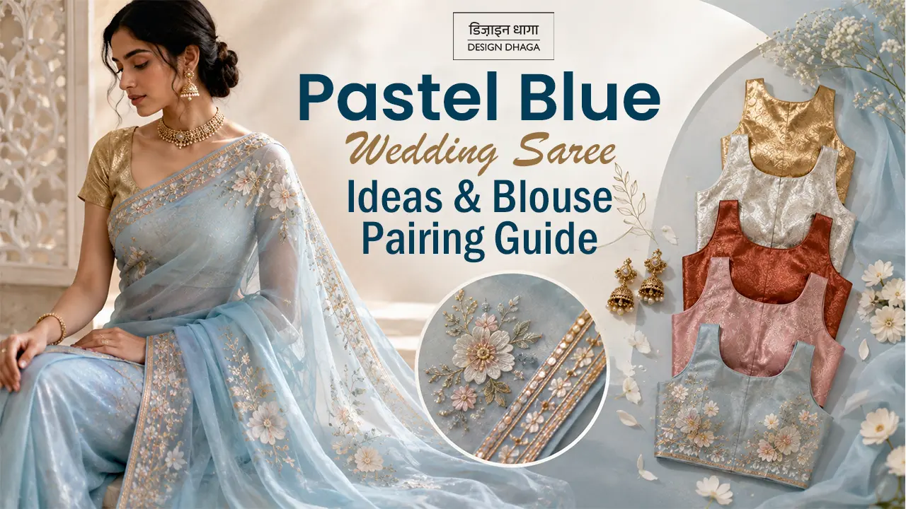Pastel Blue Wedding Saree Ideas & Blouse Pairing Guide